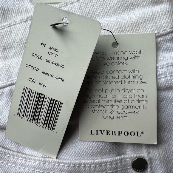 NWT Liverpool Women’s Bright White Maya The Crop Ankle Detail Jeans, Size 8 / 29 - Picture 7 of 13